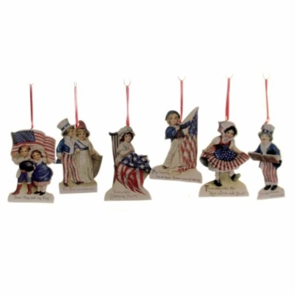 Bethany Lowe Designs Americana Patriotic Ornaments - Set of 6 Ornaments - Picture 1 of 2